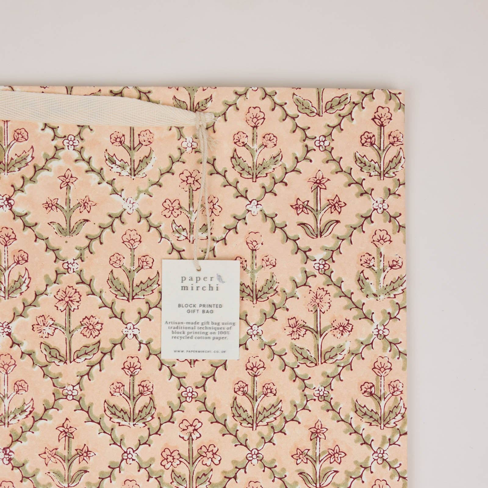 Hand Block Printed Gift Bags (Large) - Terracotta