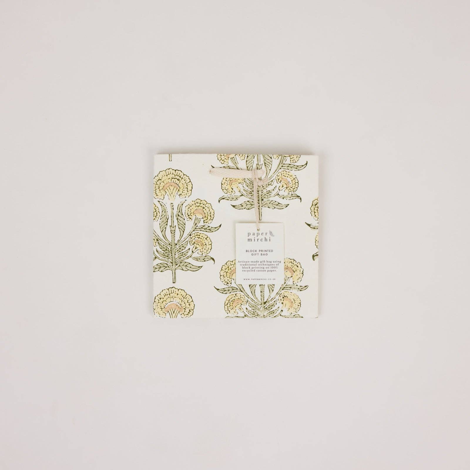 Hand Block Printed Gift Bags (Small) - Buttercream