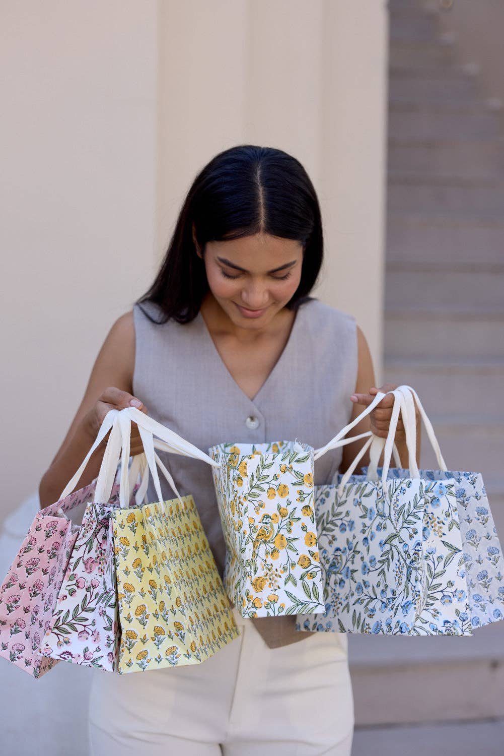 Hand Block Printed Gift Bags (Small) - Blue Stone Refresh