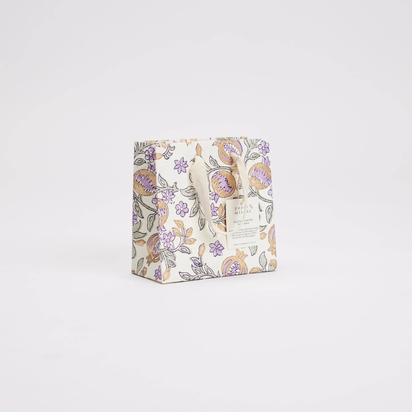 Hand Block Printed Gift Bags (Small) - Lavender