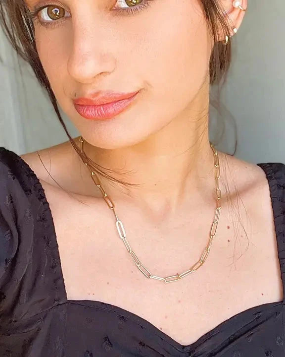 Large Paperclip Chain Necklace- Charmbar