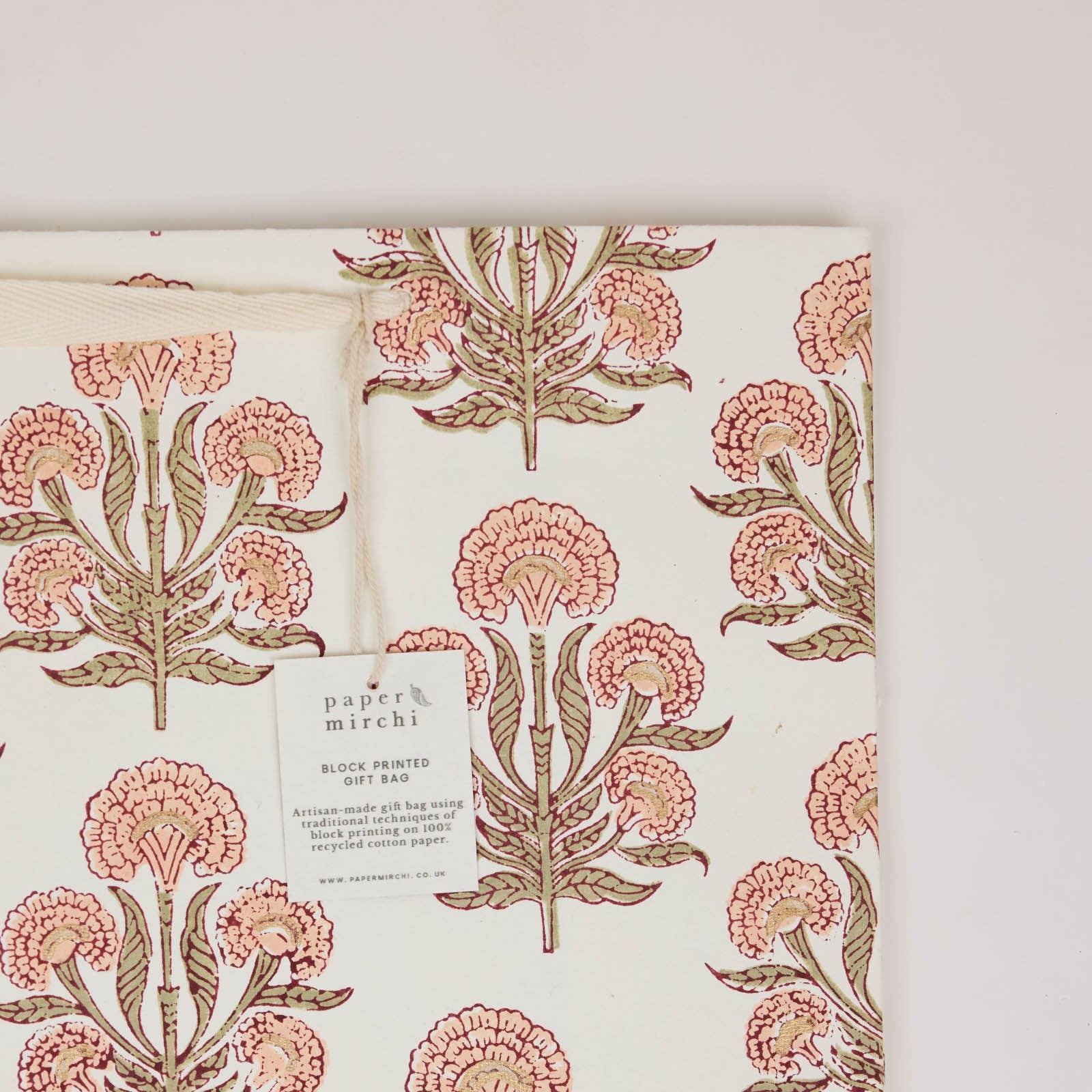 Hand Block Printed Gift Bags (Large) - Terracotta