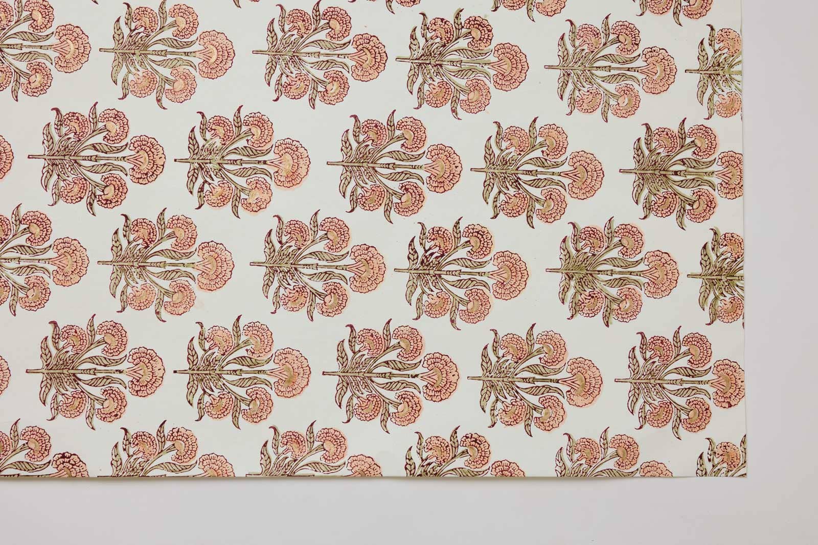 Block Printed Wrapping Paper Sheets - BP Aurora Terracotta