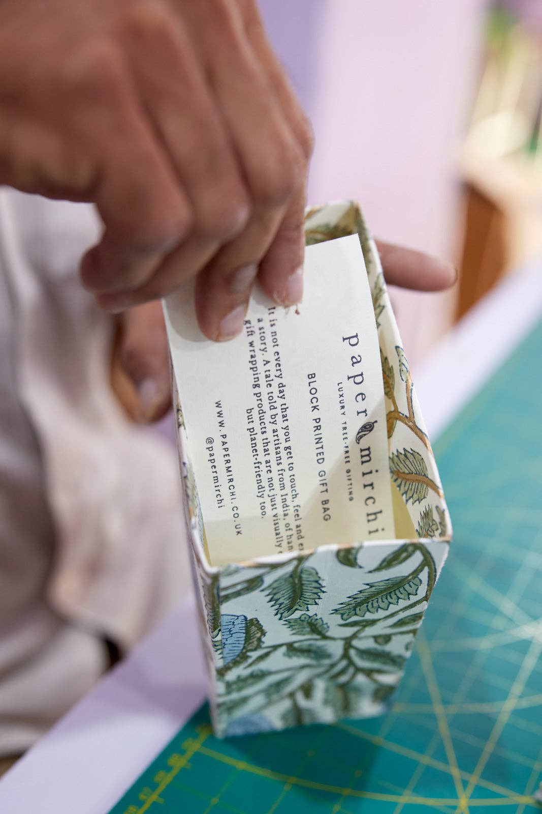 Hand Block Printed Gift Bags (Small) - Blue Stone Refresh
