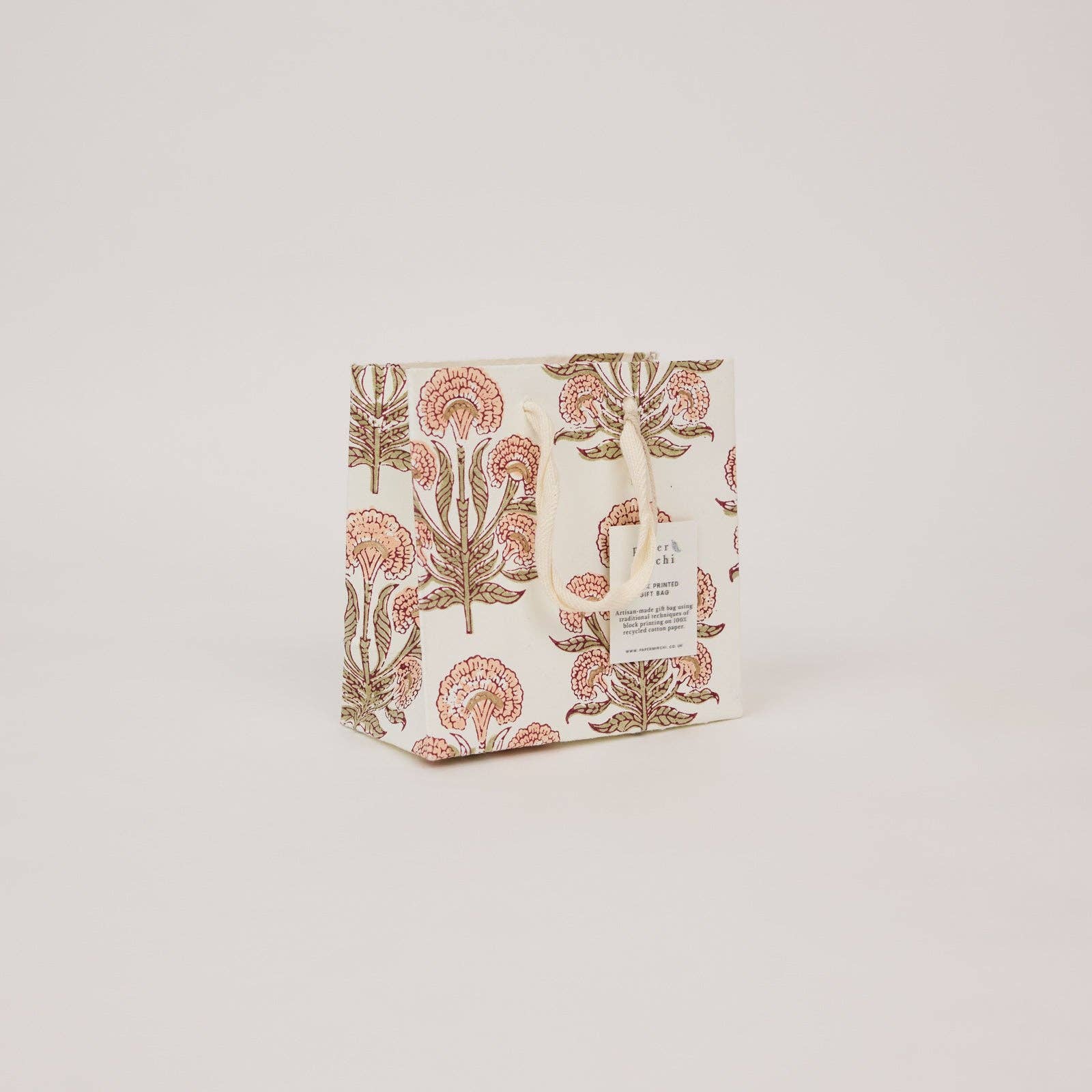 Hand Block Printed Gift Bags (Small) - Terracotta