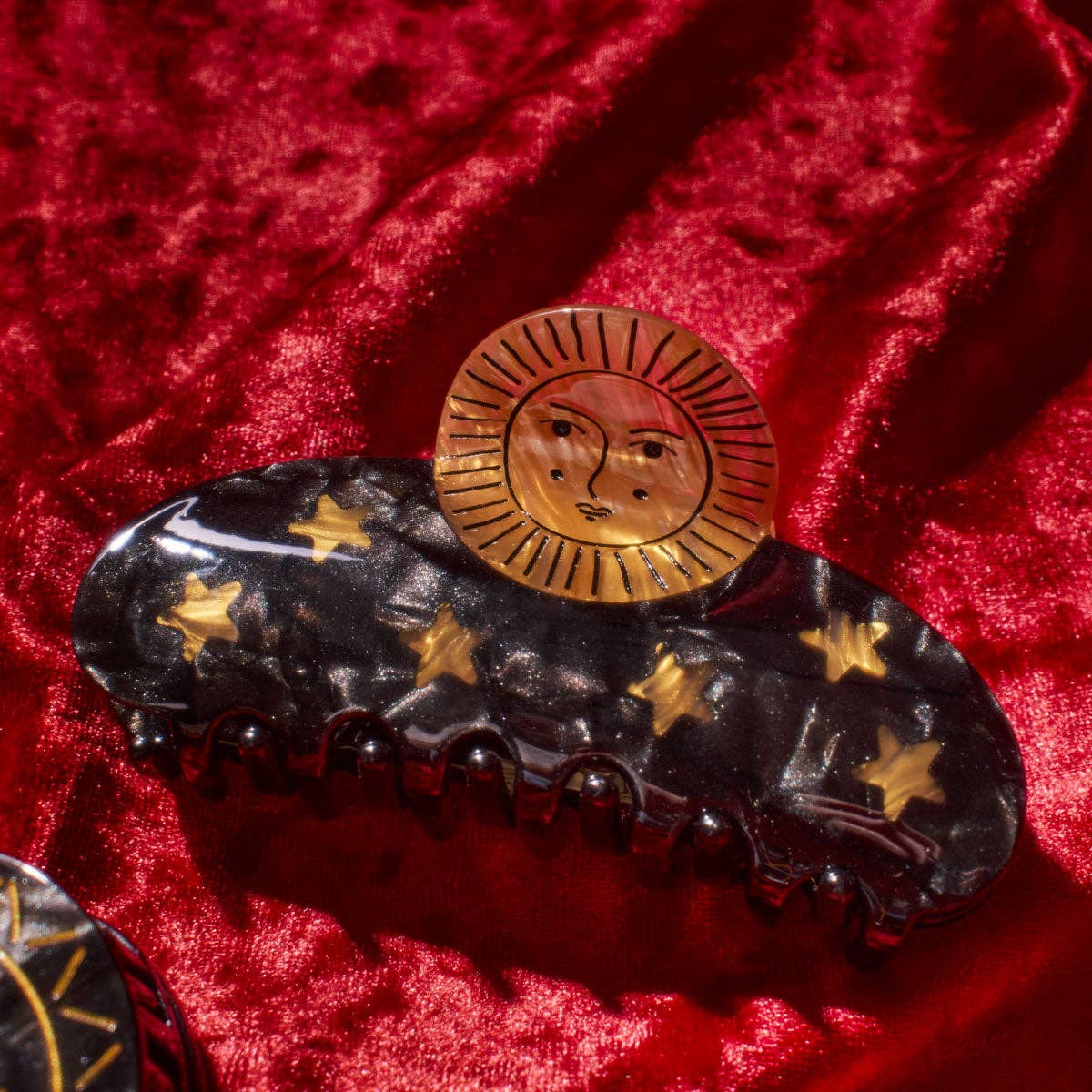 Sun and Stars Claw - Gold and Black Celestial Astrology Clip