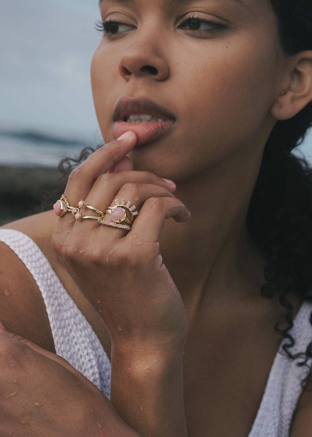 Hidden Star Ring in Moonstone + Turquoise