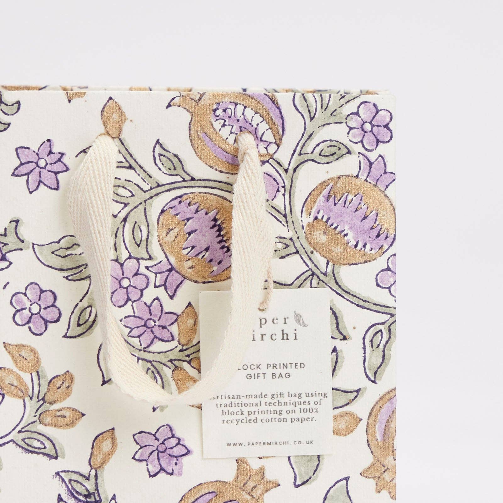 Hand Block Printed Gift Bags (Small) - Lavender