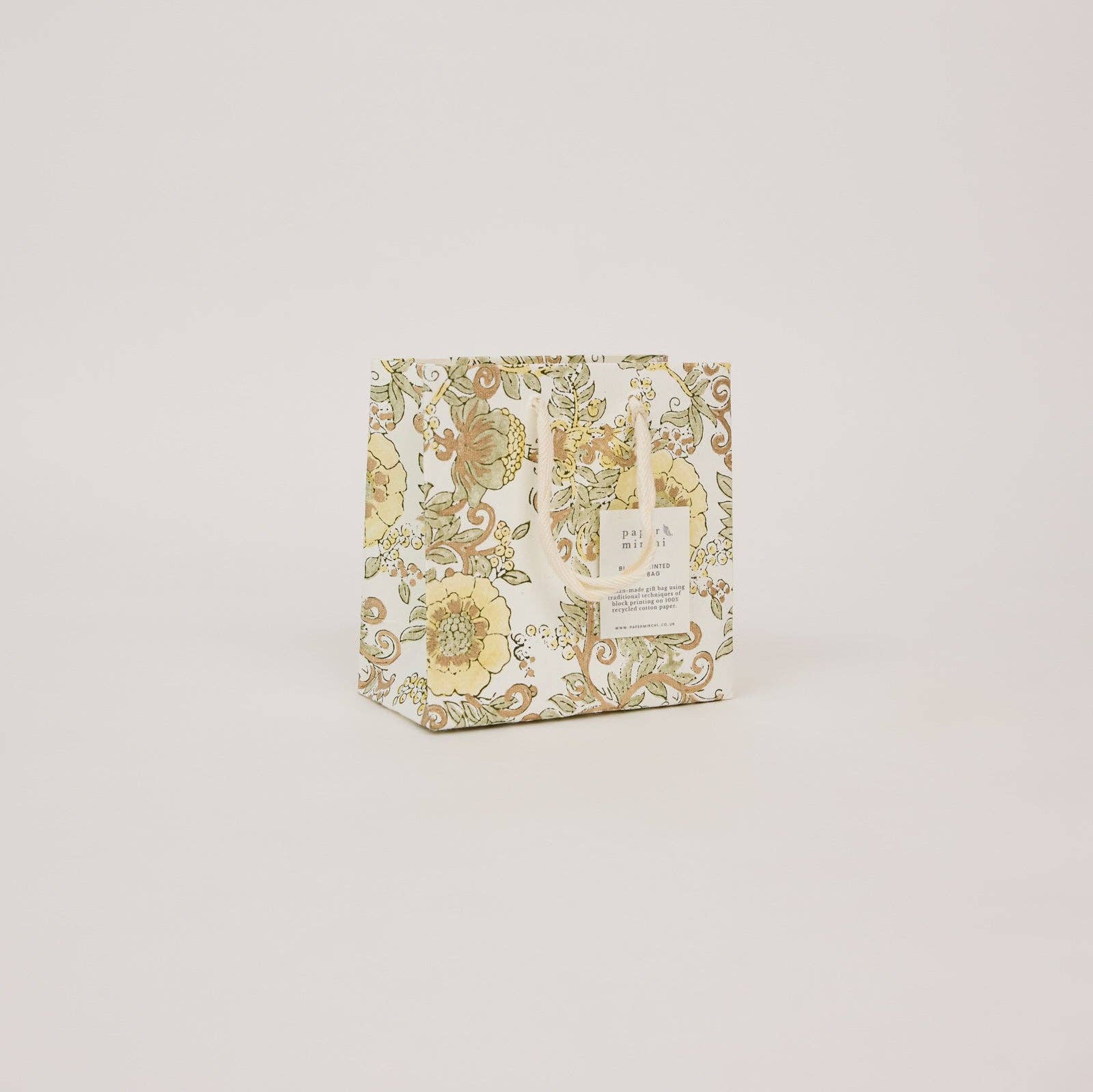 Hand Block Printed Gift Bags (Small) - Buttercream