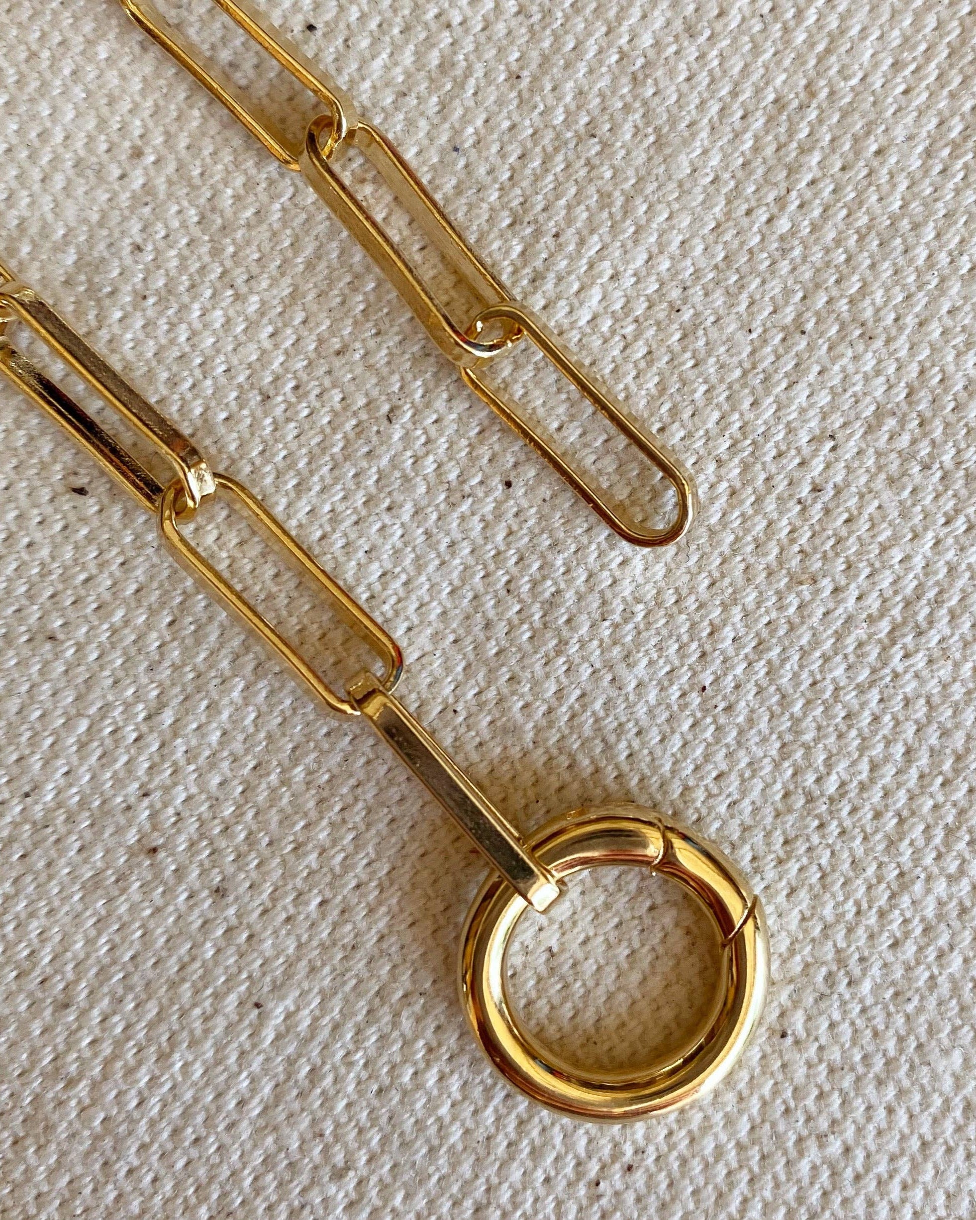 Paperclip Chain Necklace with  Carabiner