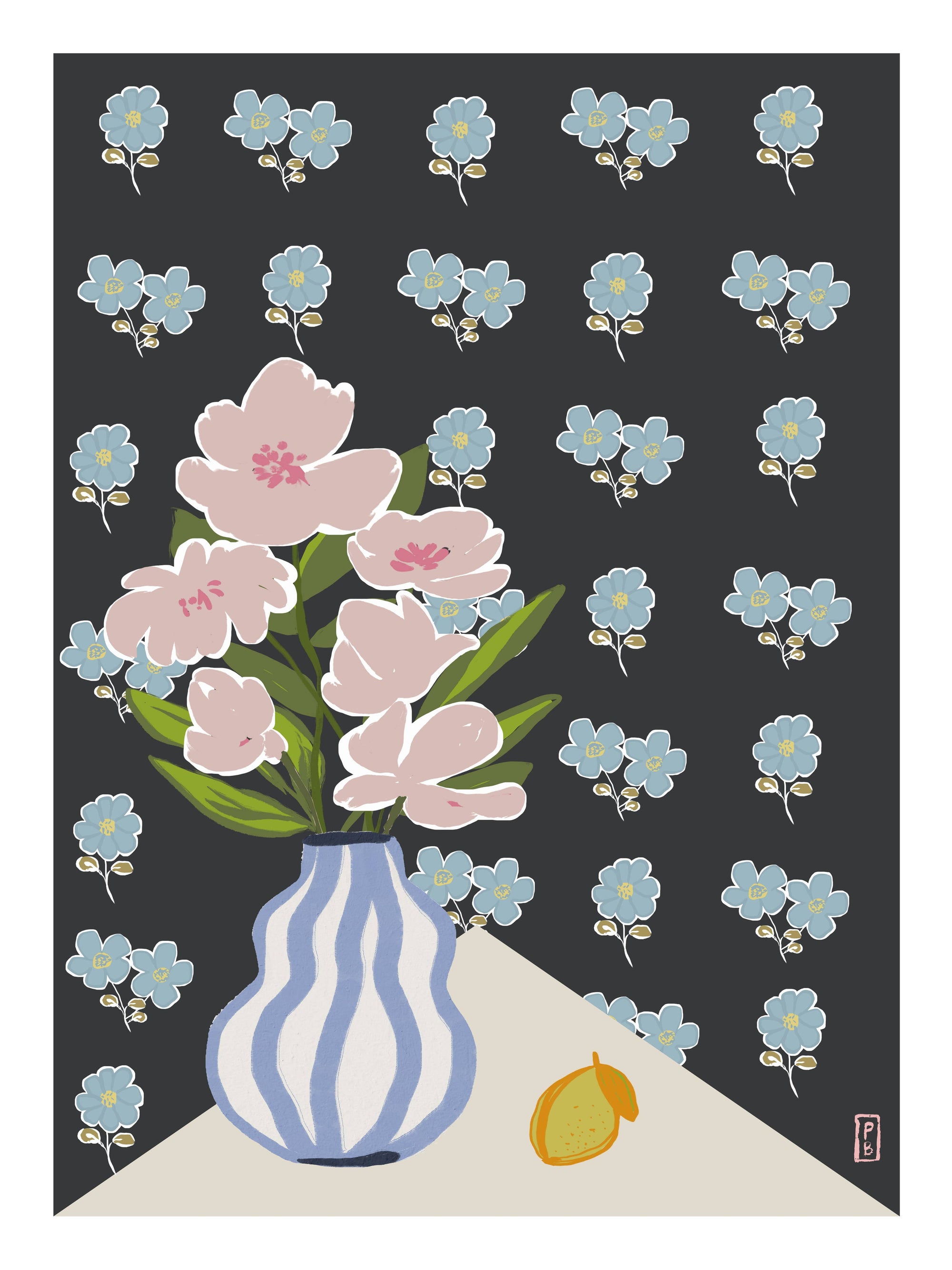 Pink Flowers Giclée Art Print: Floral Still Life, Botanicals