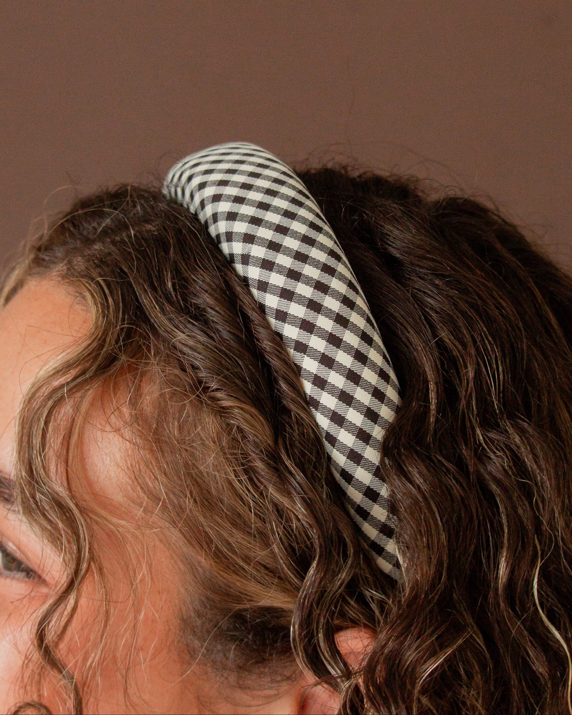 White & Black Checked Headband