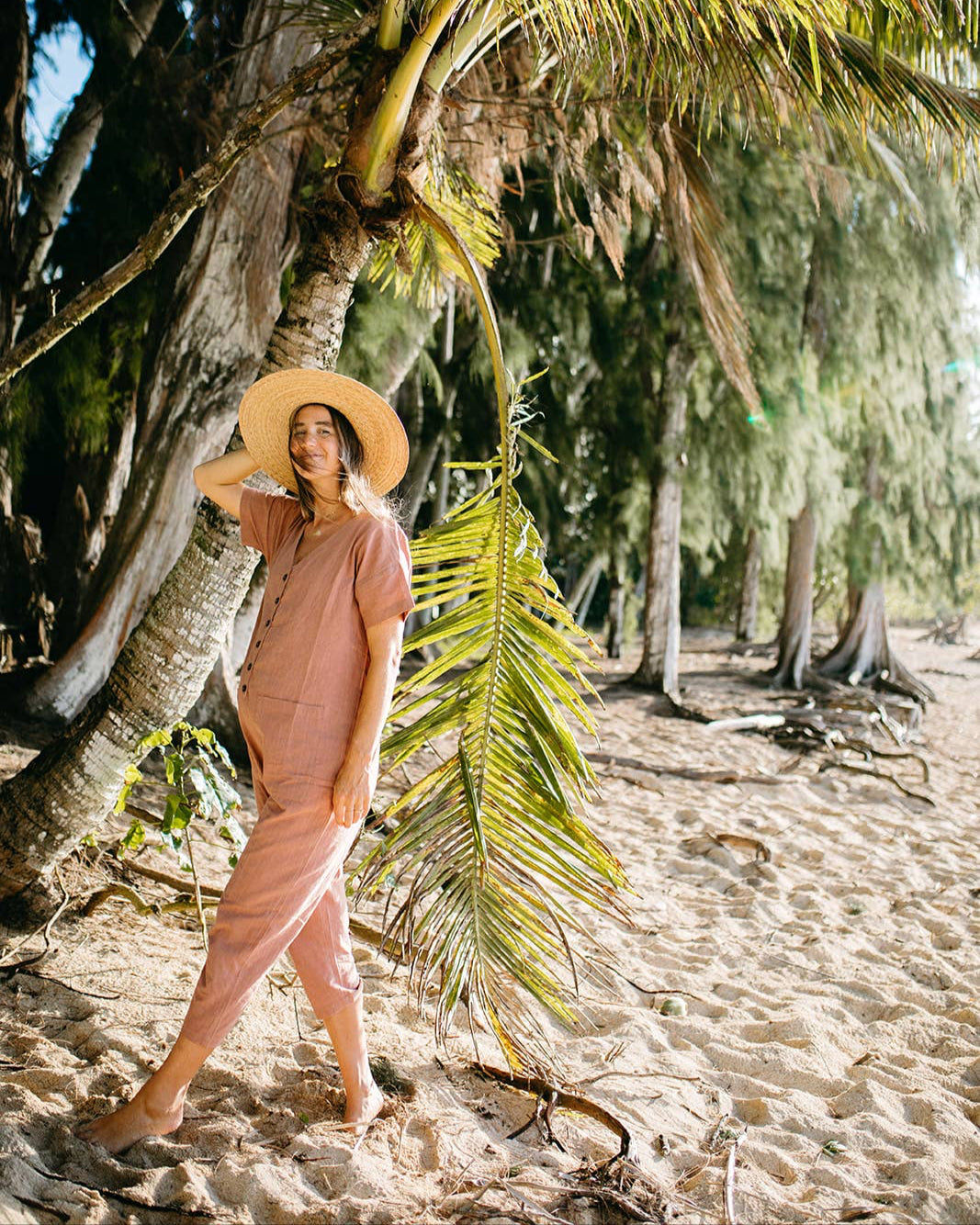Short Sleeve Light Terracotta Jumpsuit