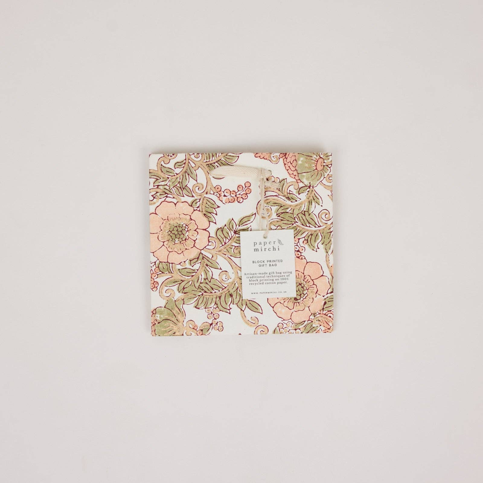 Hand Block Printed Gift Bags (Small) - Terracotta
