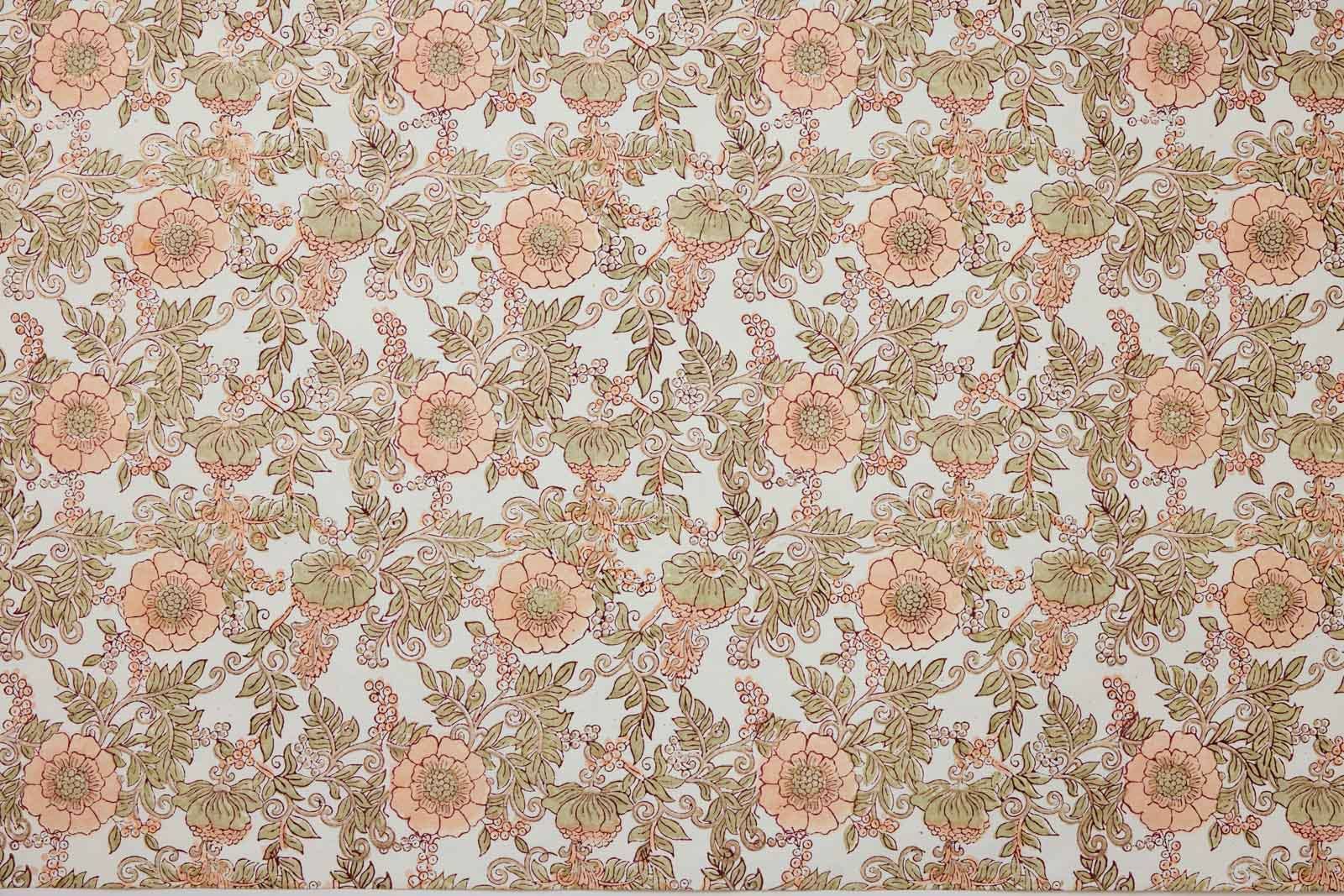 Block Printed Wrapping Paper Sheets - BP Wild Rose Terracotta