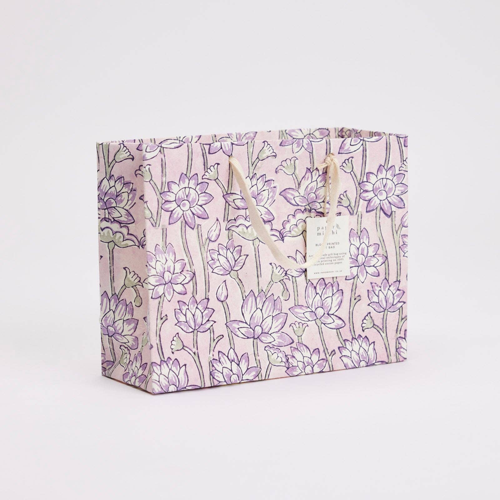 Hand Block Printed Gift Bags (Medium) - Lavender