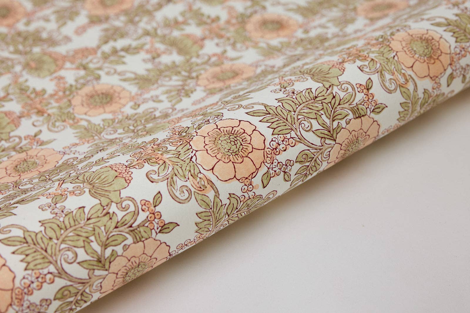 Block Printed Wrapping Paper Sheets - BP Wild Rose Terracotta