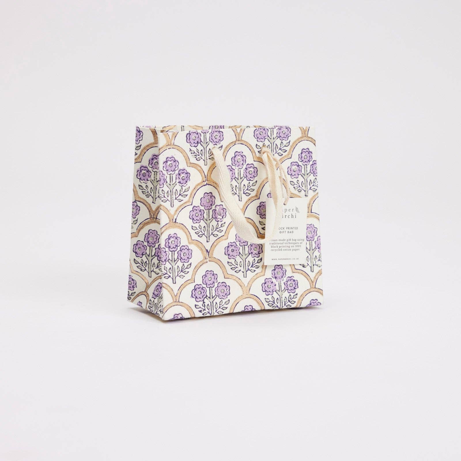 Hand Block Printed Gift Bags (Small) - Lavender