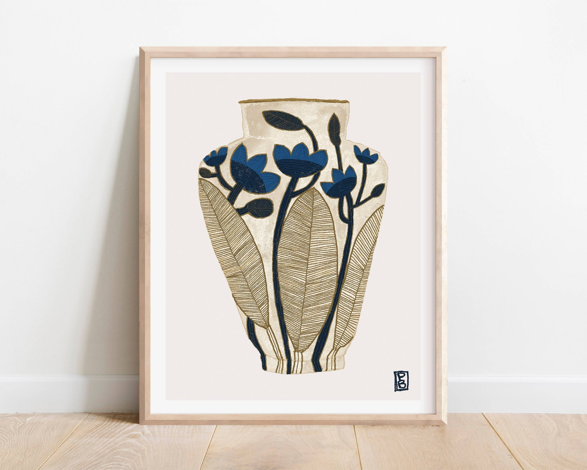 Floral Vase Art Print, Ceramic Giclée Print