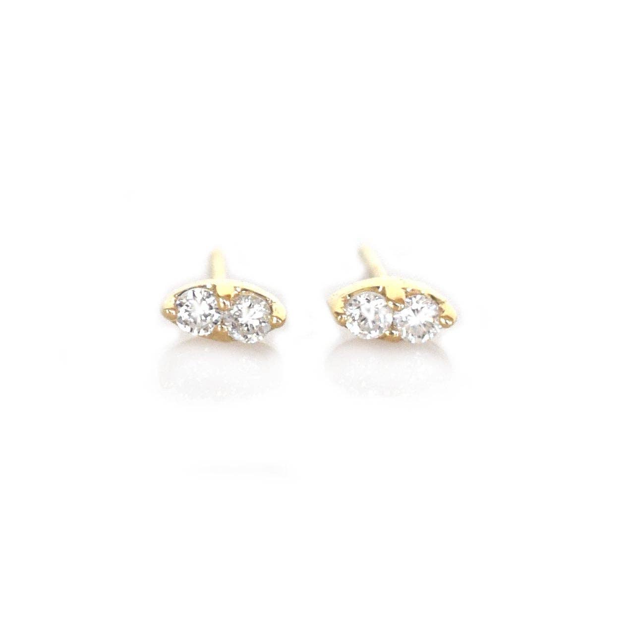 Solid Gold Diamond Pavilion Studs
