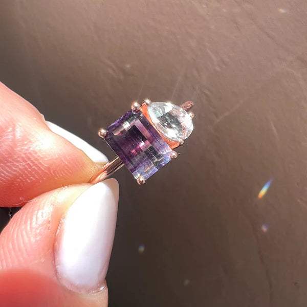 Rose Gold Fluorite Kiss Ring