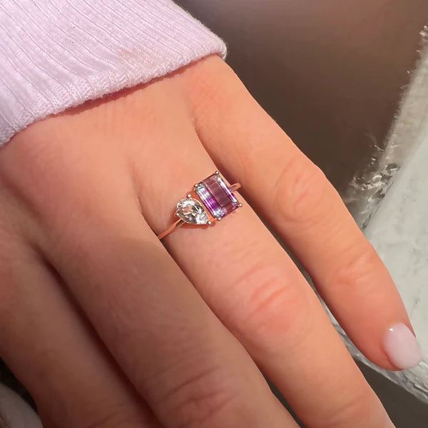 Rose Gold Fluorite Kiss Ring