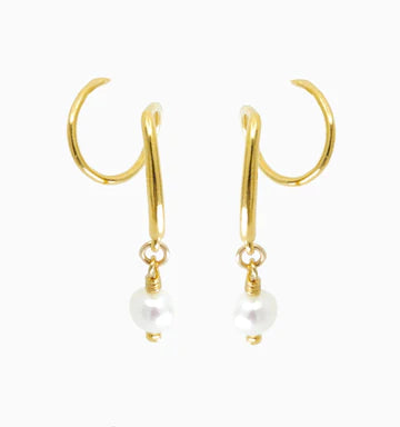 Double Twist Pearl Hoops