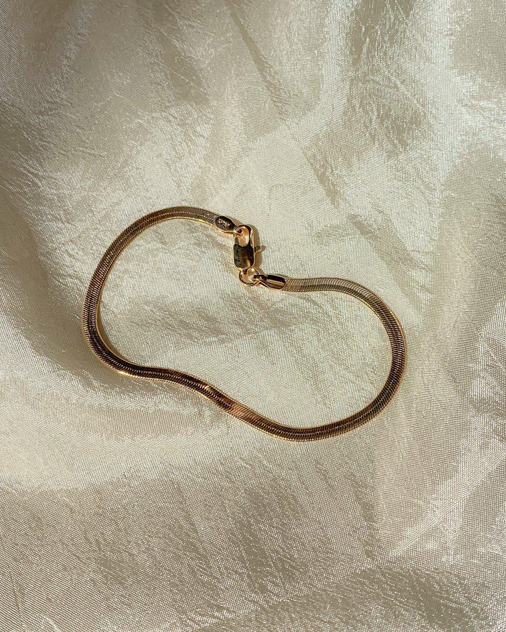 Slinky Gold Herringbone Chain Bracelet