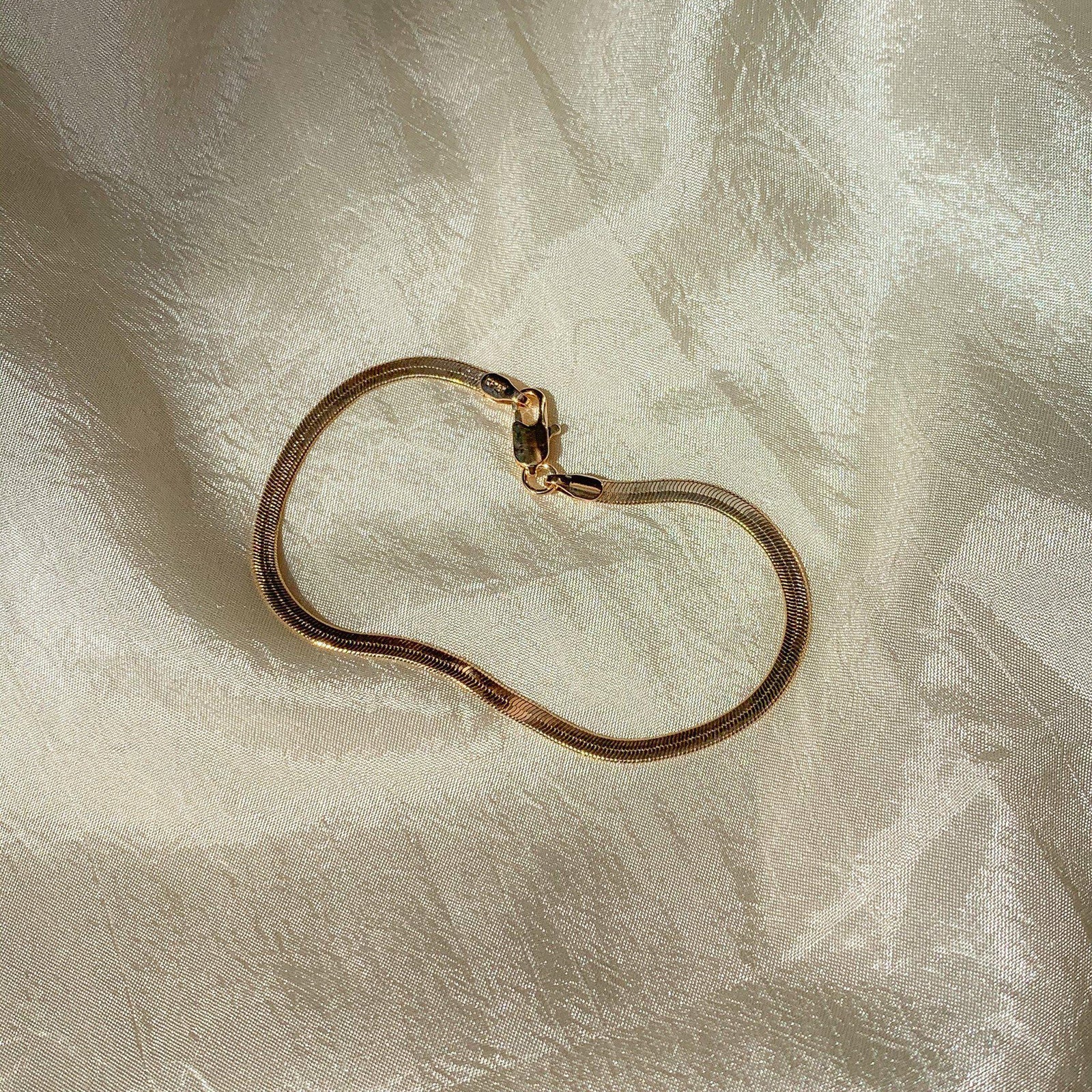 Slinky Gold Herringbone Chain Bracelet