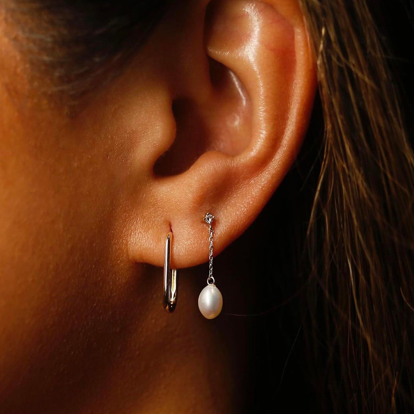 Pearl and Sapphire Droplet Studs