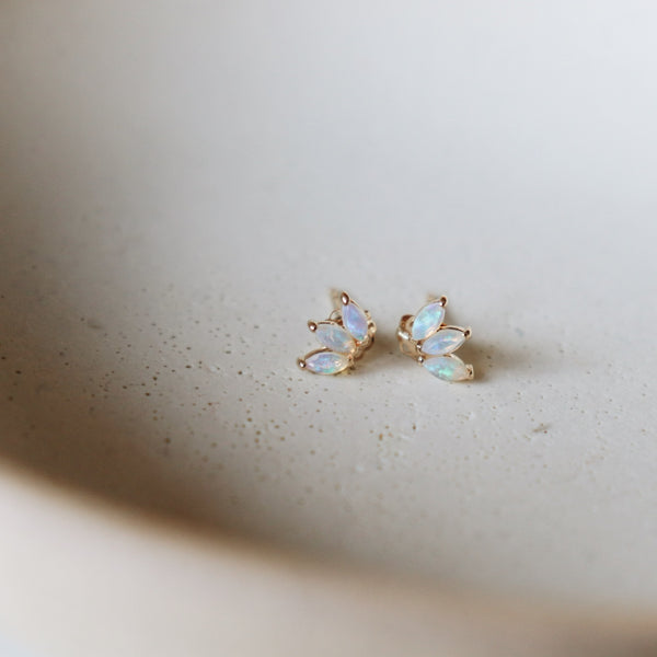 Opal Lotus Stud Earring