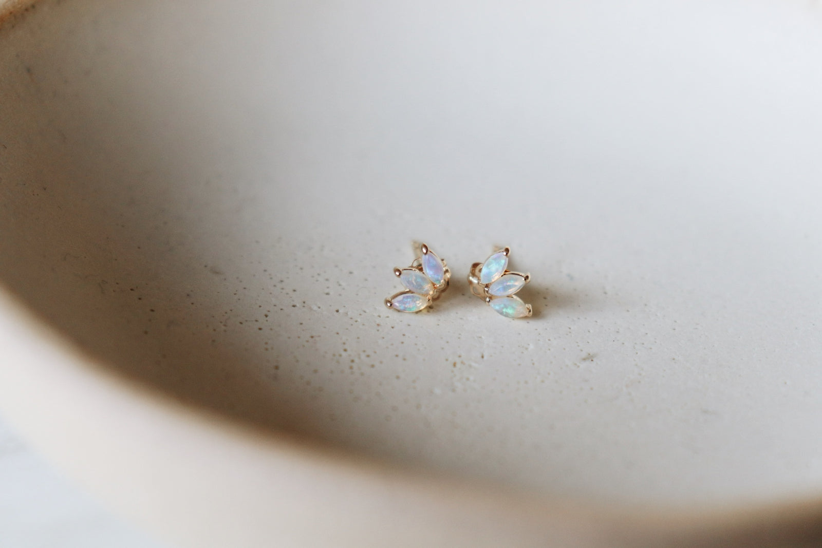 Opal Lotus Stud Earring