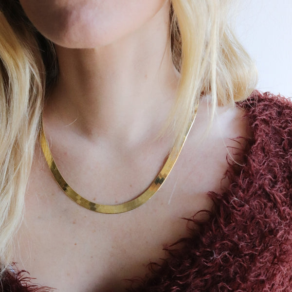 Bold Gold Herringbone Chain Necklace