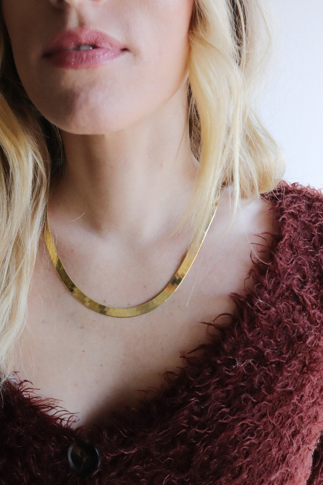 Bold Gold Herringbone Chain Necklace