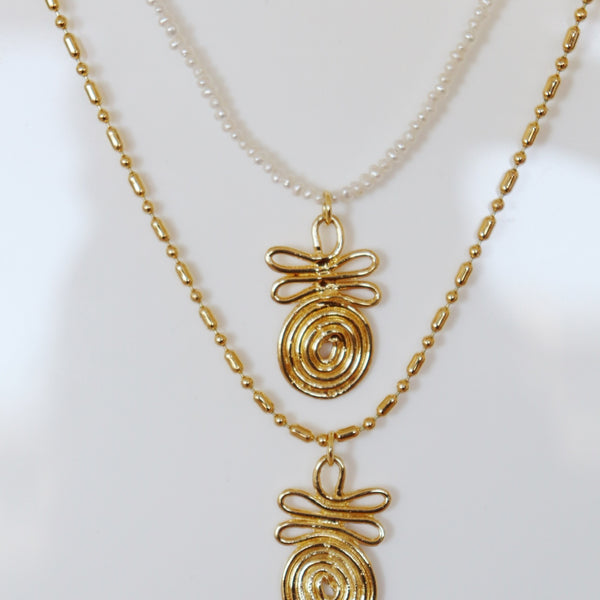 Labyrinth Spiral Gold Chain Necklace