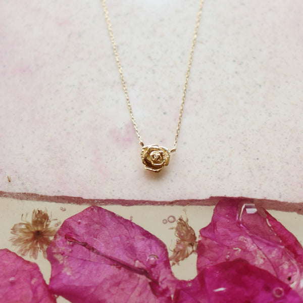 Gold Diamond Rose Pendant