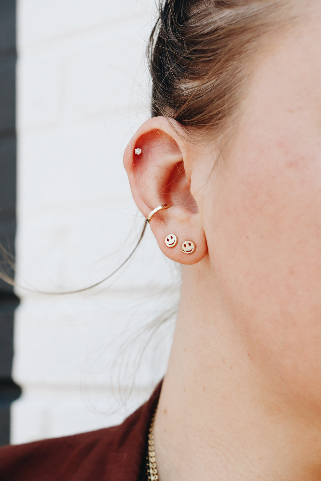 Tiny Happy Emoji Stud Earring