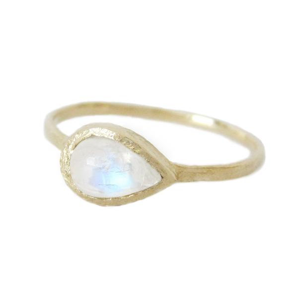 Compass Ring Moonstone in Yellow Gold