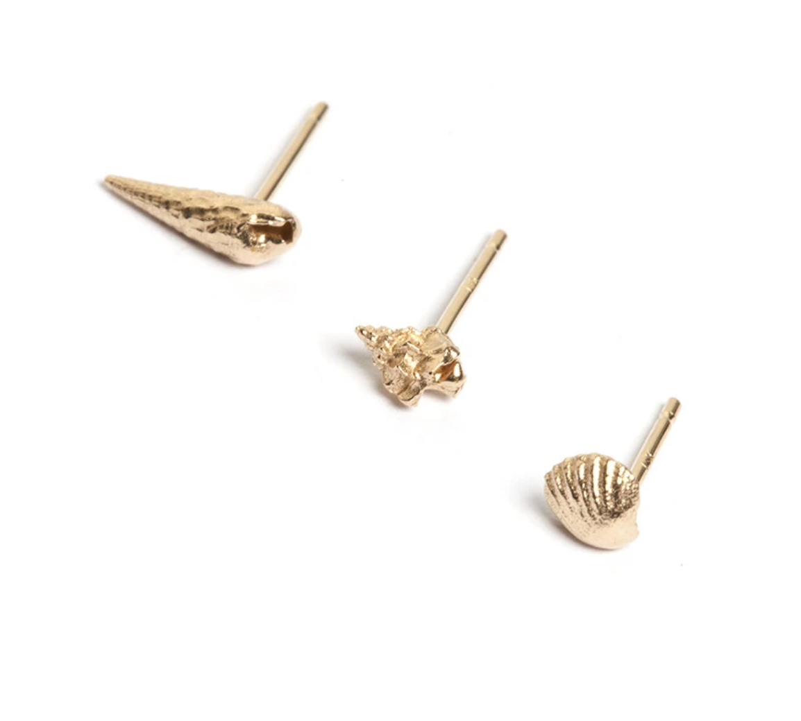 Gold Coastline Stud Earrings