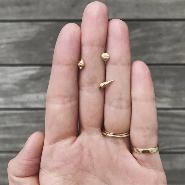 Gold Coastline Stud Earrings