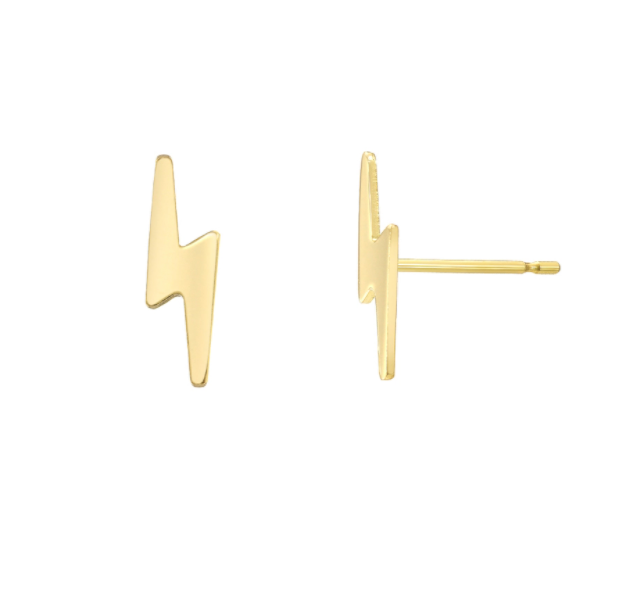 14k Gold Small Lightning Bolt Stud Earring