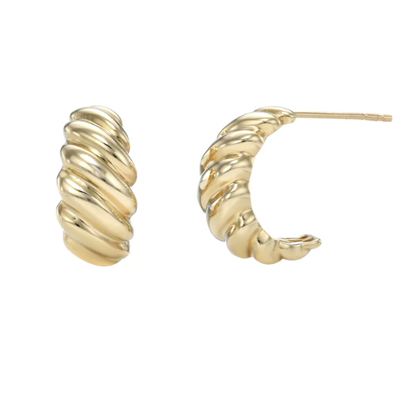 Gold Croissant Stud Earrings