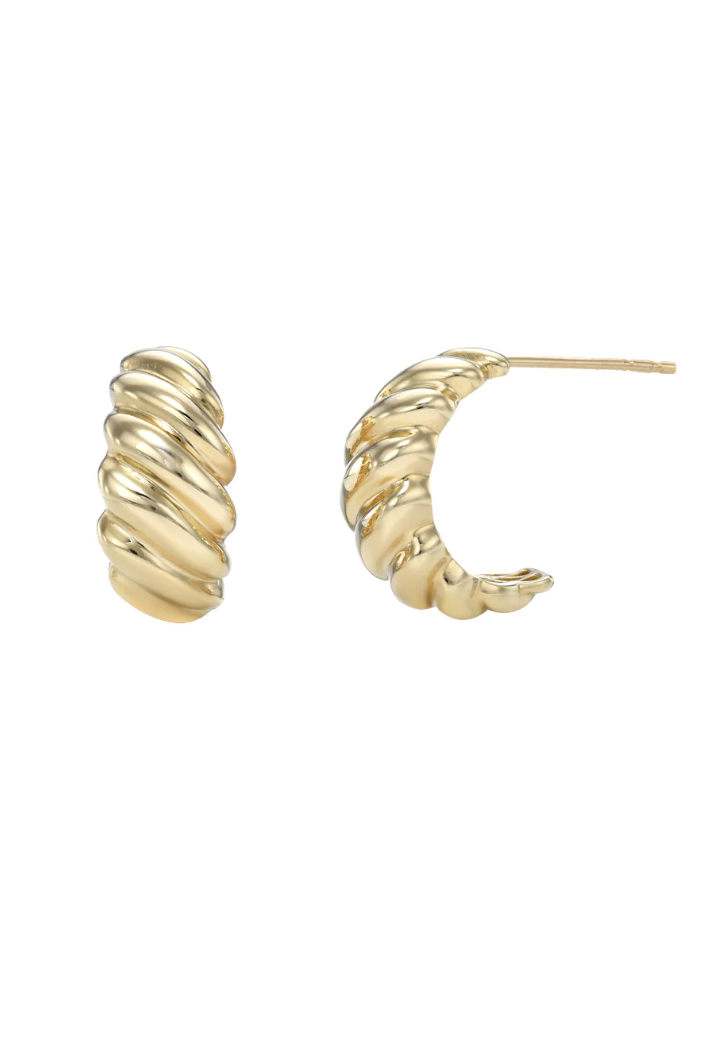 Gold Croissant Stud Earrings