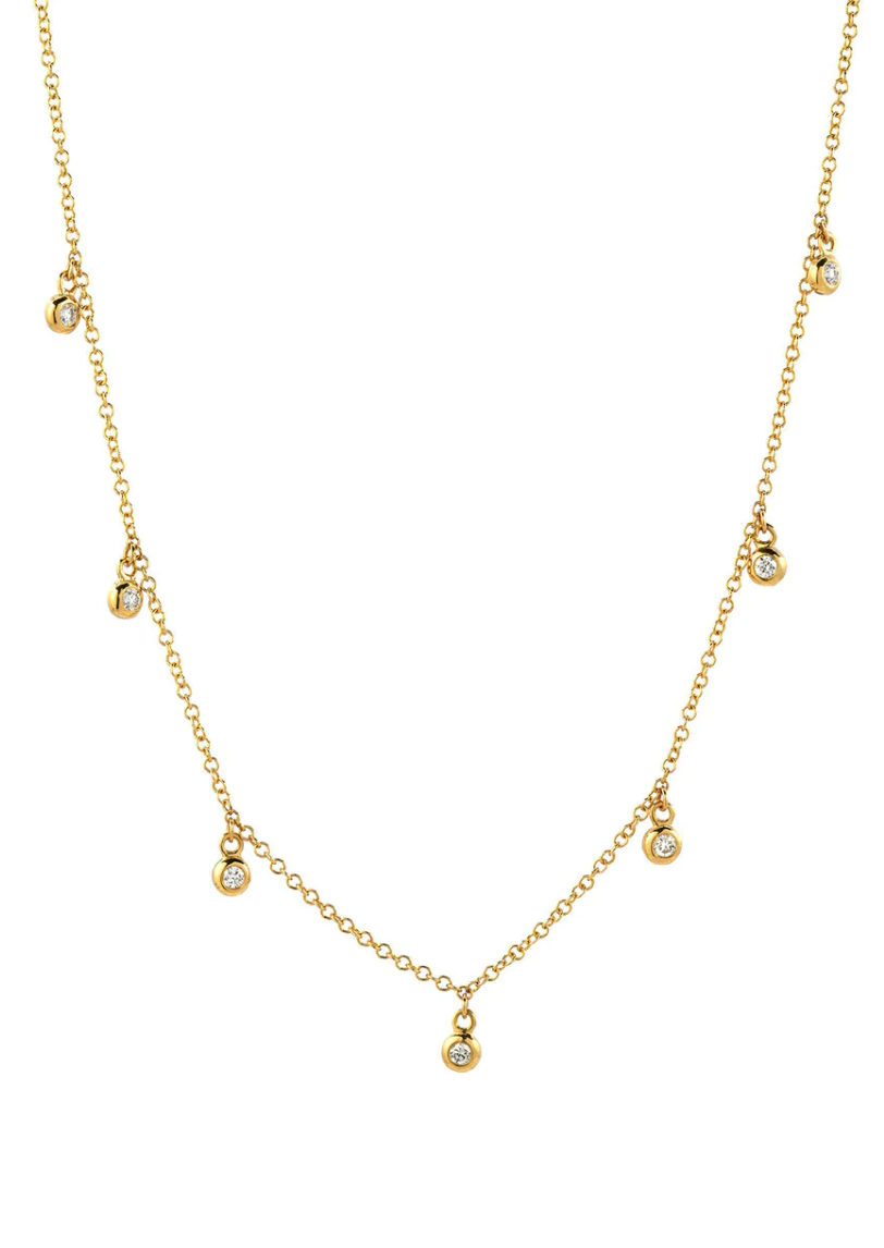 Drop Bezel Diamond Shaker Necklace