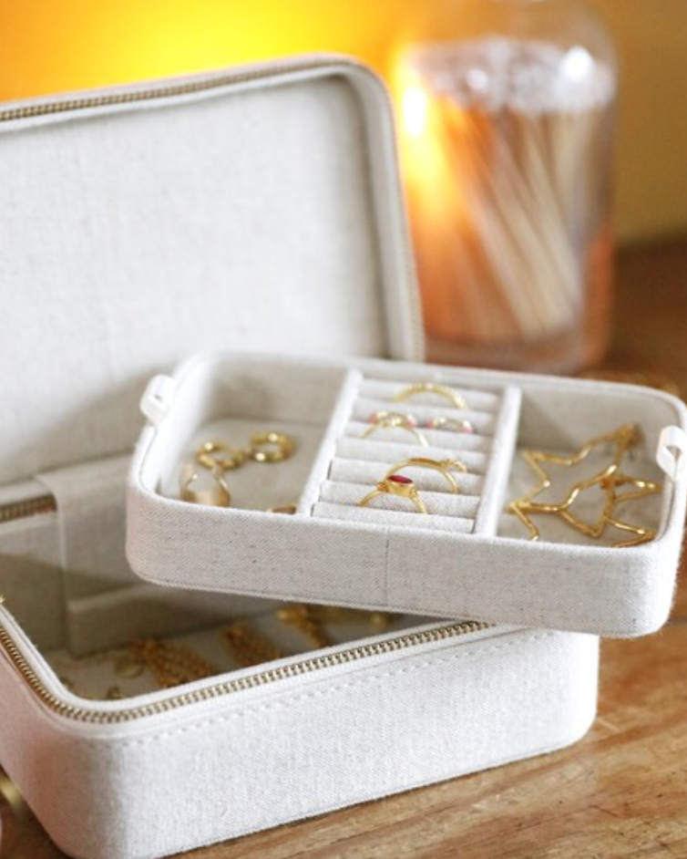 Natural Linen Jewelry Case