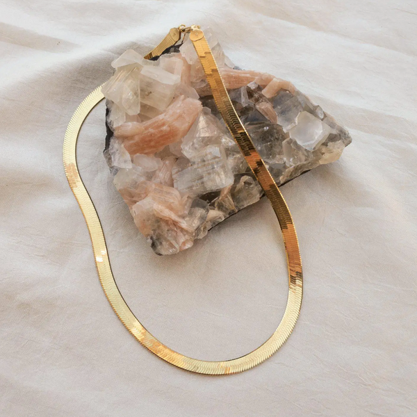 Bold Gold Herringbone Chain Necklace
