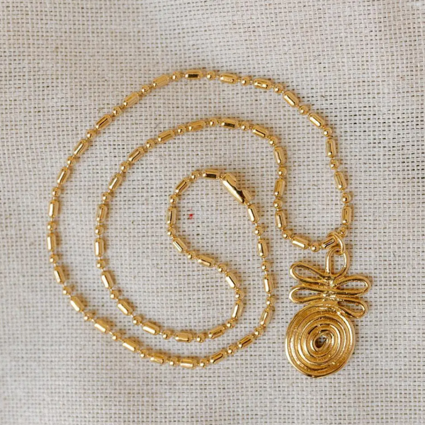 Labyrinth Spiral Gold Chain Necklace