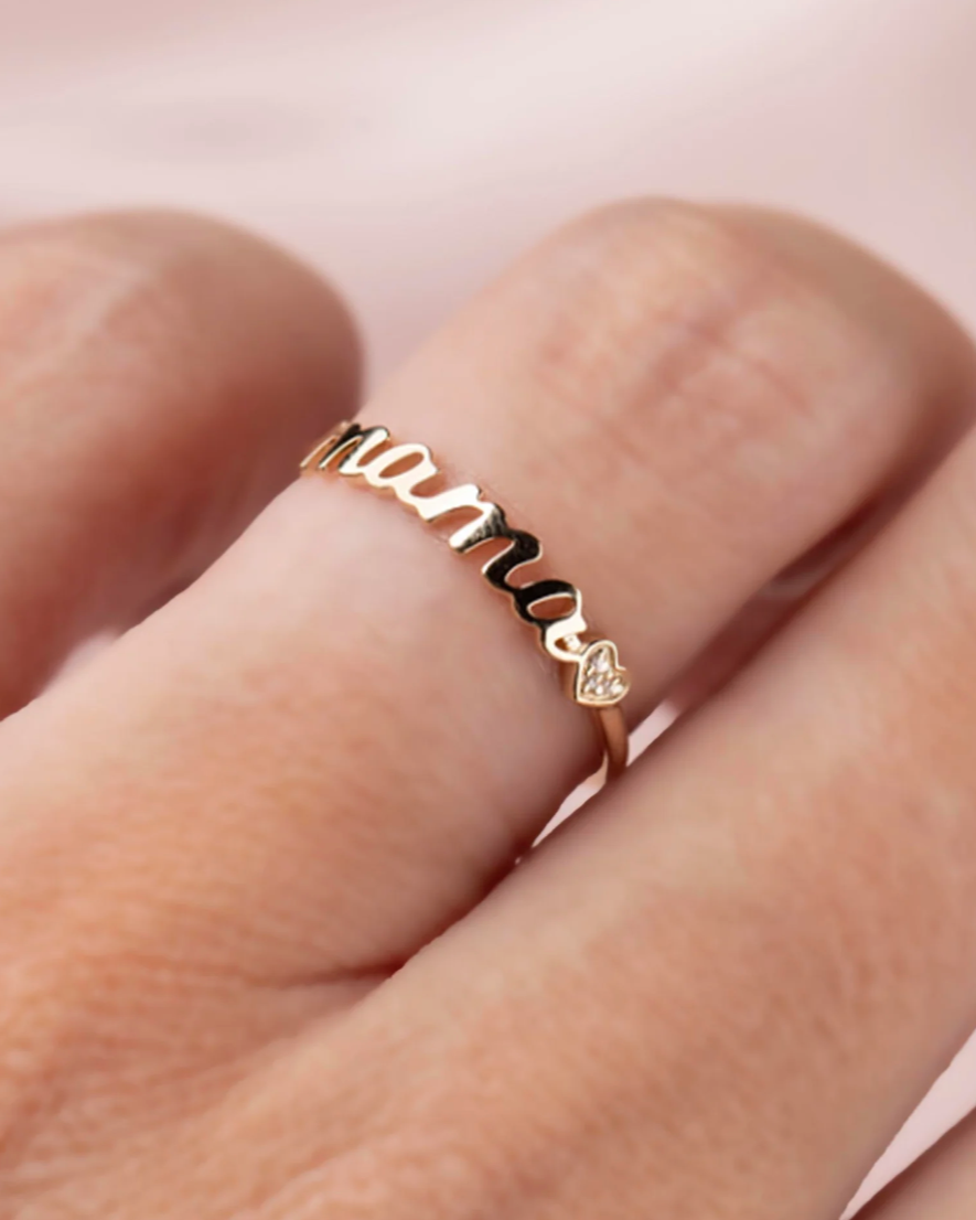 Diamond Heart Mama Ring