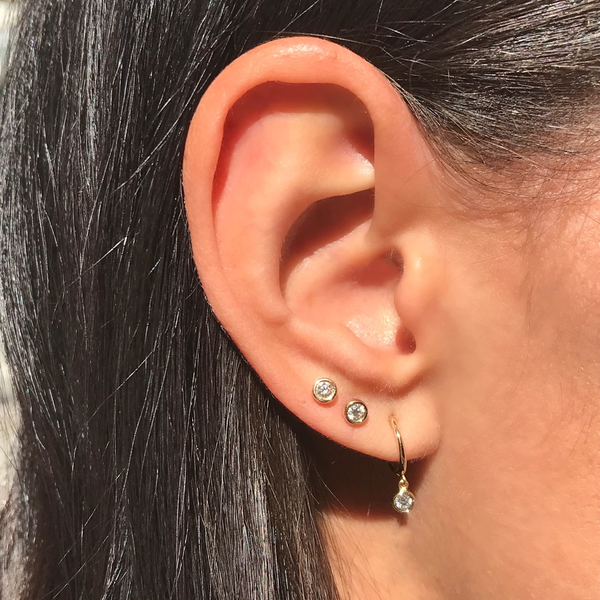 Bezel Diamond Stud Earring
